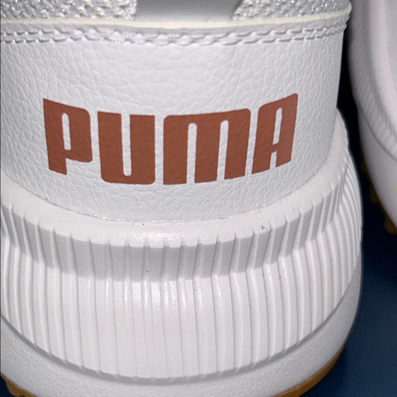 Puma Women’s White and Rose Gold Web Knit Soft Foam Slip On Sneakers